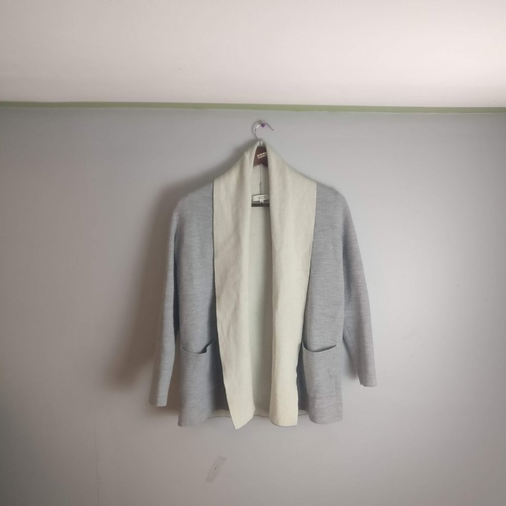Open Front Merino Wool Knit Cardigan 100% Merino Wool Non Itchy Fabric GRAY